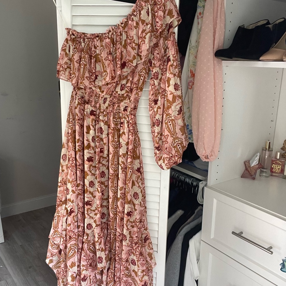 Misa dress rose gold and pink floral print